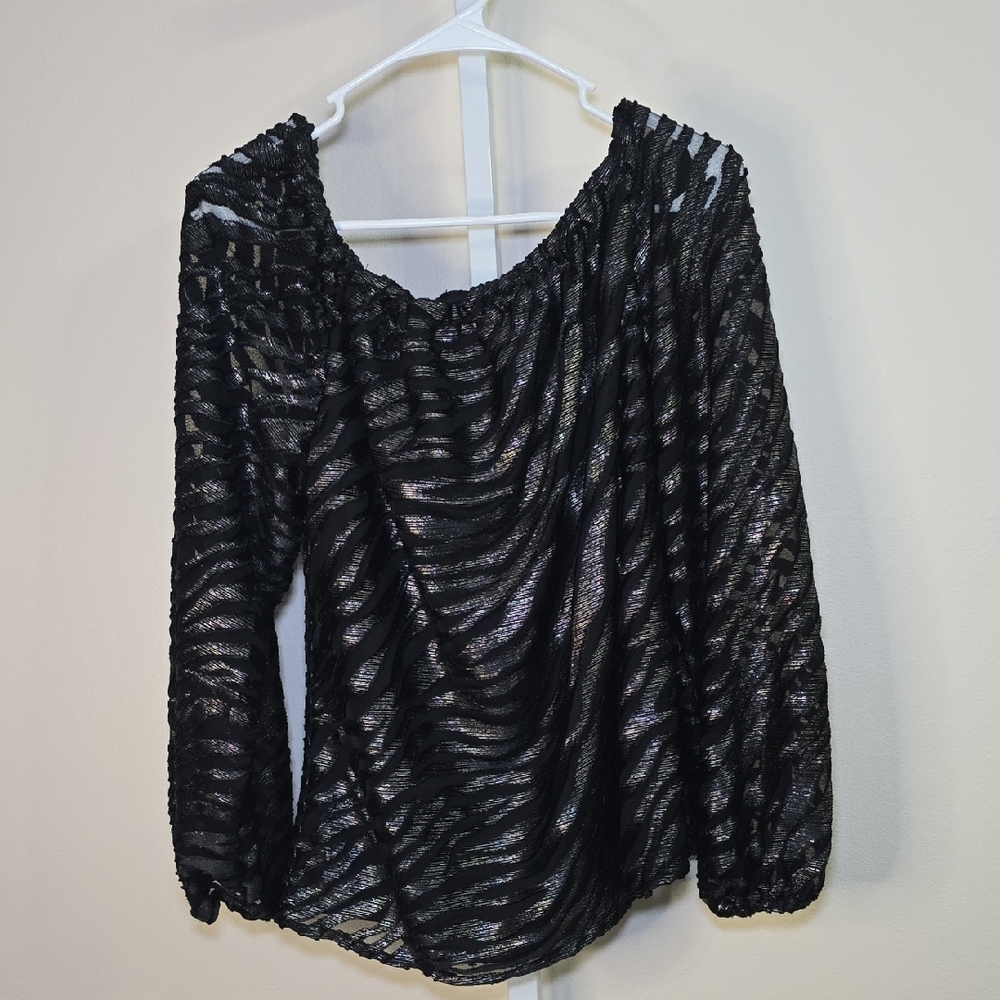 White House Black Market Black Sheer Blouse